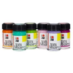 Marabu Set de peintures pour textiles clairs ""tendance"", 6x 15 ml