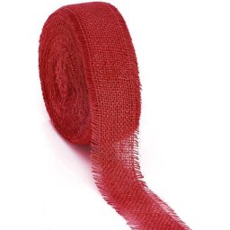 Ruban en toile de jute, rouge, 6 cm, 25 m