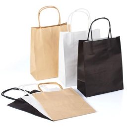 Set de sachets en papier, marron/noir/blanc, 24,5 x 19 cm, 6 pièces