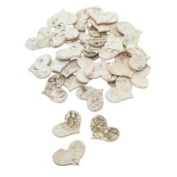 Cœurs en écorce de bouleau, 3,5 cm, 30 pièces