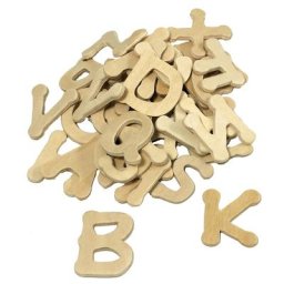 Lettres en bois brut, 2,5 cm, 52 pièces