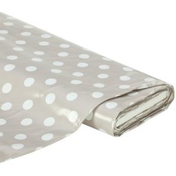 Linge de table épongeable - toile cirée ""pois"", taupe/blanc
