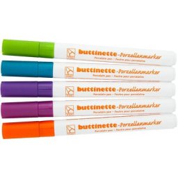 buttinette Feutres pour porcelaine ""tendance"", 5 feutres