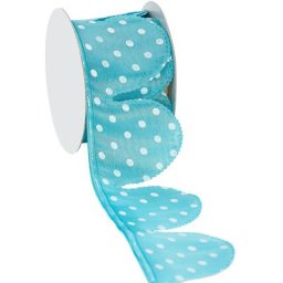 Ruban à froncer ""fleur à pois"", turquoise/blanc