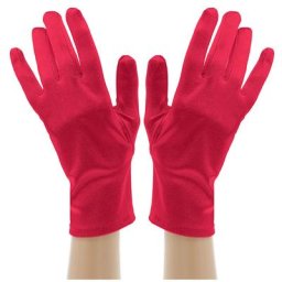 Gants en satin courts, rouge