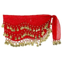 Foulard oriental, rouge/doré