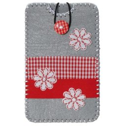 Kleiber Kit couture en feutrine ""pochette pour smartphone"", gris/rouge, 13,5 x 8,3 cm