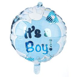Ballon hélium ""It's a boy"", bleu/blanc, 45 cm Ø