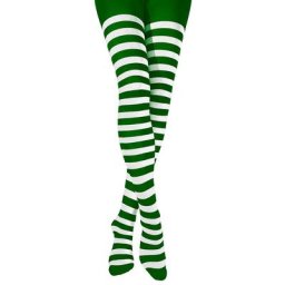 Collants rayés pour adultes, vert/blanc