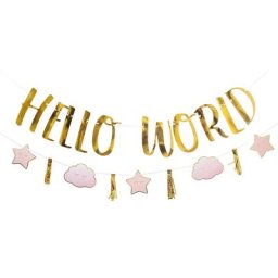 Lot de guirlandes ""Hello World"", rose