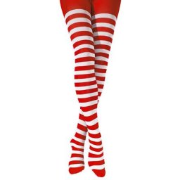 Collants rayés pour adultes, rouge/blanc