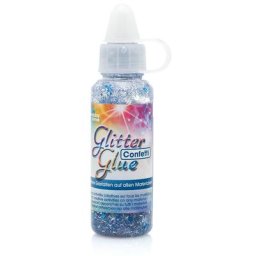 Colle scintillante à paillettes ""flocons de neige"", argent/bleu