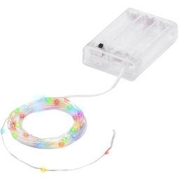 Guirlande lumineuse micro-LED avec compartiment à piles et minuterie, multicolore, 20 ampoules