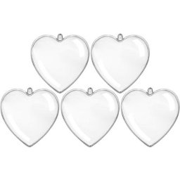 Cœurs en plastique, 8 cm, 5 pièces