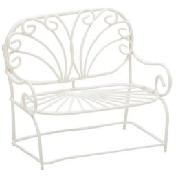 Banc de jardin en métal, crème, 10,5 x 10 cm