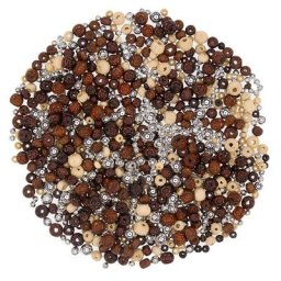 Set de perles en bois, marron-argenté, 80 g