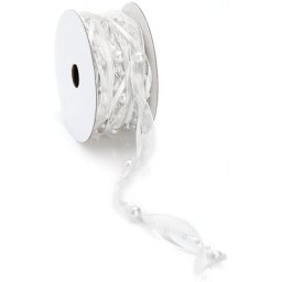 Ruban déco ""perles"", triple rang, blanc, 5 m