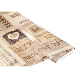 Linge de table épongeable - toile cirée ""café du Brésil"", tons écrus