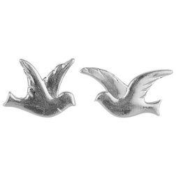 Motif en cire ""couple de pigeons"", argent