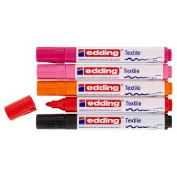 edding Marqueurs pour textiles clairs, tons rouges, 5 marqueurs