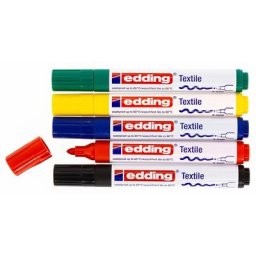 edding Set de marqueurs pour textiles, couleurs primaires, 5 marqueurs