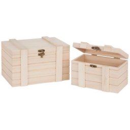 Coffrets en bois, 25 x 16,5 x 16 cm et 20 x 12,5 x 13 cm, 2 pièces