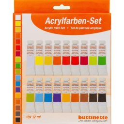 buttinette Set de peintures acryliques, 18x 12 ml