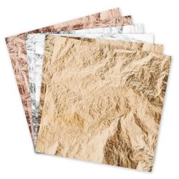 Set de feuilles fines en métal, 9 x 9 cm, 3 couleurs, 6 feuilles