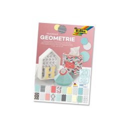 Folia Bloc de papier ""géométrie"", menthe/corail/jaune, 24 x 34 cm, 20 feuilles