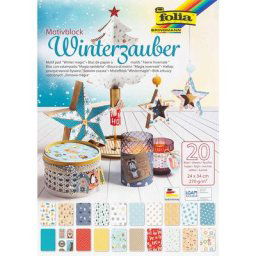 folia Bloc de papier imprimé ""hiver"", 24 x 34 cm, 20 feuilles