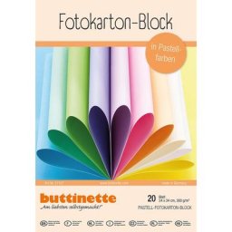 buttinette Bloc de carton de couleur, tons pastel, 24 x 34 cm, 20 feuilles