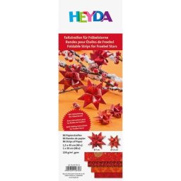 Bandes de papier pour étoiles de Fröbel, rouge-doré, 96 bandes
