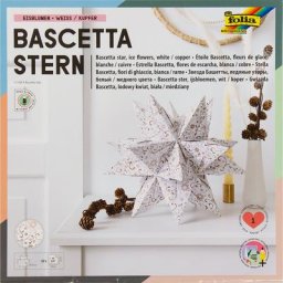 Folia Papier origami ""étoile Bascetta"", blanc/doré, 20 x 20 cm, 32 feuilles