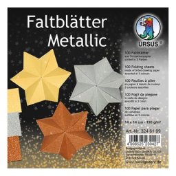 Ursus Papier origami "" métallique"", 14 x 14 cm, 100 feuilles