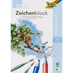 Folia Bloc de papier à dessin, blanc, A4, 50 feuilles