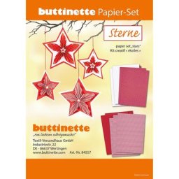 buttinette Kit créatif en papier ""étoiles"", rouge/blanc, 12 étoiles
