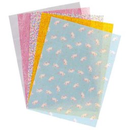 Papier décopatch ""licorne"", rose/jaune/turquoise, 40 x 30 cm, 5 feuilles