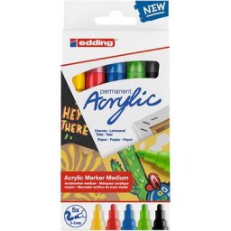 edding Kit créatif marqueurs acryliques ""medium-basic"", 5 marqueurs