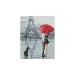 Kit broderie diamant ""couple à Paris"", 40 x 40 cm