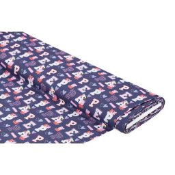 Tissu coton bio ""Peppa Pig"", bleu marine/multicolore