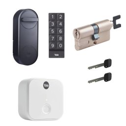 Pack serrure connectée linus yale, clavier code, passerelle wifi et cylindre universel - noir