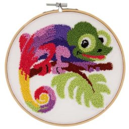 Tableau à broder Punch Needle ""caméléon"", 17,8 cm Ø