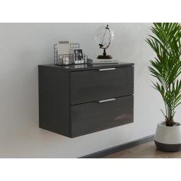 Meuble de rangemt Slimline Urban à suspdre à 2 tiroirs à freins Grafit brillant