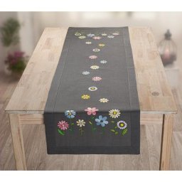 Chemin de table à broder ""Happy Flowers