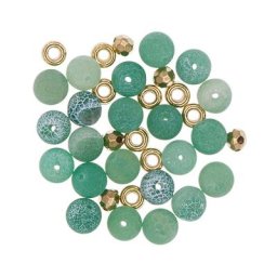 Perles en pierre naturelle, vert, 8 mm Ø, 35 pièces