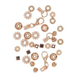 Pièces intercalaires et fermoirs, or rose, 32 pièces
