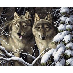 Kit peinture par numéros ""loups dans la forêt"", 50 x 40 cm