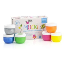 Mucki Peintures aux doigts ""porte-bonheur"", 6 x 50 ml
