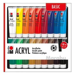 Marabu - Set de peintures acryliques, 18x 36 ml