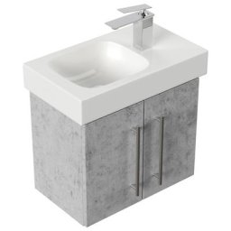 Meuble SDB avec vasque de Geberit ICON XS 53 cm a droite SoftClose aspect béton